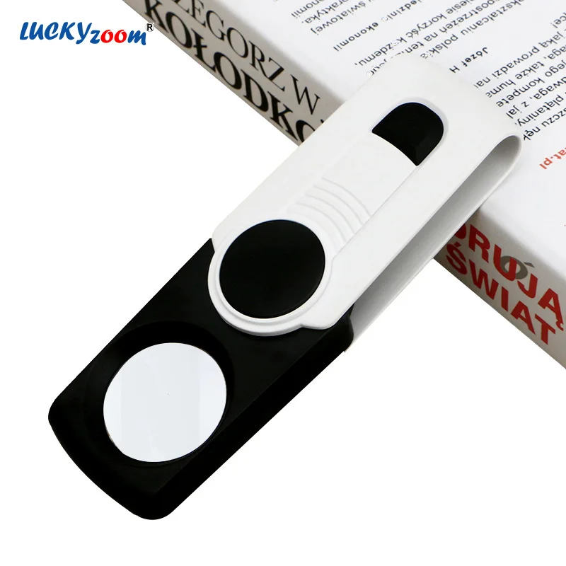 

Luckyzoom 8X Foldable Pocket Magnifying Glass LED Illuminated Loupe Magnifier Rotatable Handheld Jewelry Loupe Repair Read Lupa