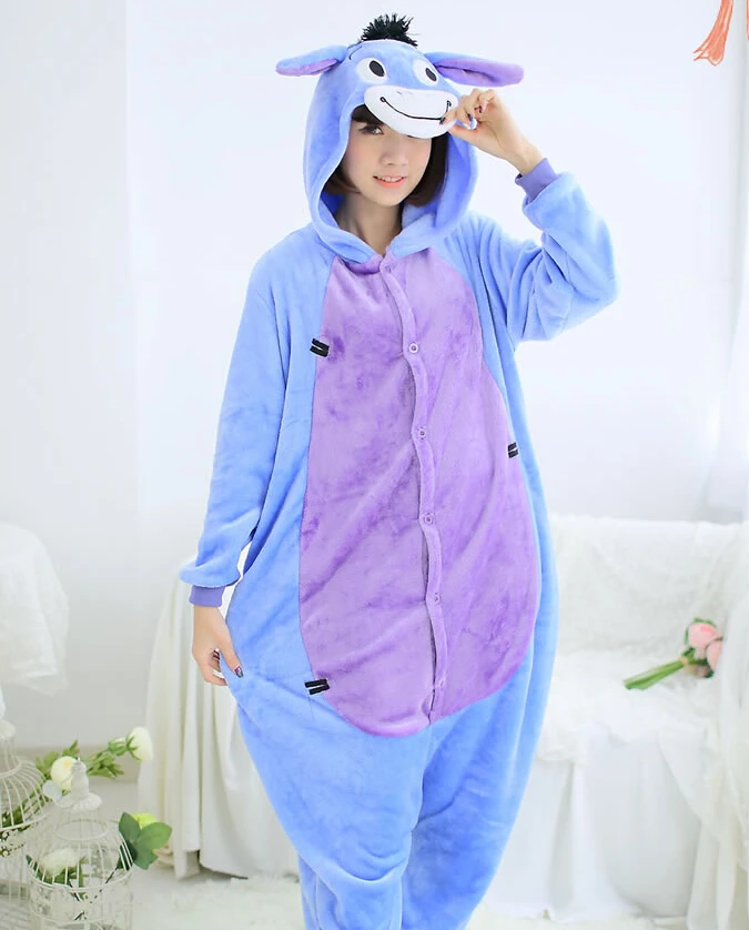 

Kigurumi New Unisex Men Women Adult Donkey Pajamas Cosplay Costume Animal Onesie Flannel Children Sleepwear