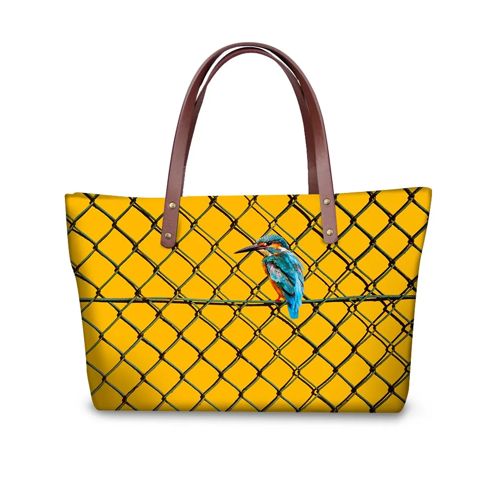 

Noisydesigns Women Handbag Shoulder Bags yellow animals Retro Pattern Lady Messenger Hot Waterproof Handle Bags Bolsas Large