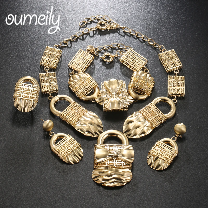 

OUMEILY Big African Dubai Gold Color Nigerian Beads Necklace Jewelry Sets For Women Best Gifts Turkish Jewelry Jewellery Set