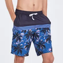 Наивысшего качества Мужская печати Quick Dry красочные полосы кокосовой пальмы пляжные шорты Плавки Boartshort Лидер продаж
