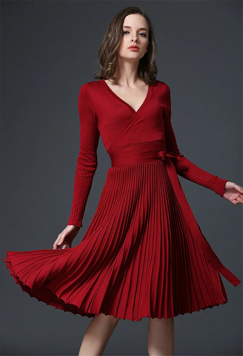 2018 new fashion knitted winter dress vestidso (1)