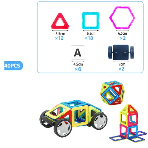 77/156 шт Большой размер креативные магнитные строительные блоки Набор Магнитных плиток дошкольные образовательные строительные наборы игрушки для детей - Цвет: 40pcs set