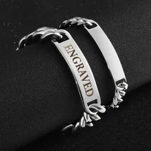 Пользовательский персональный браслет из нержавеющей стали ювелирные изделия лазерная гравировка браслет из цепочек
