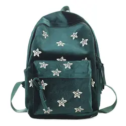 Новый женский бархатный рюкзак с вышивкой в виде звезды для женщин и девочек, школьная сумка на плечо, дорожные школьные сумки для