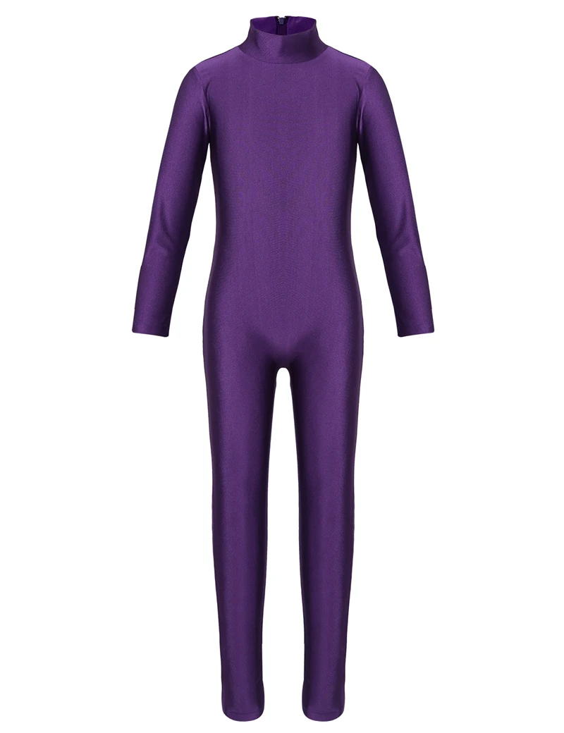 TiaoBug/детский спортивный костюм на молнии с длинными рукавами для занятий балетом и танцами; Спортивный костюм для занятий гимнастикой; детская Одежда для танцев - Цвет: Purple