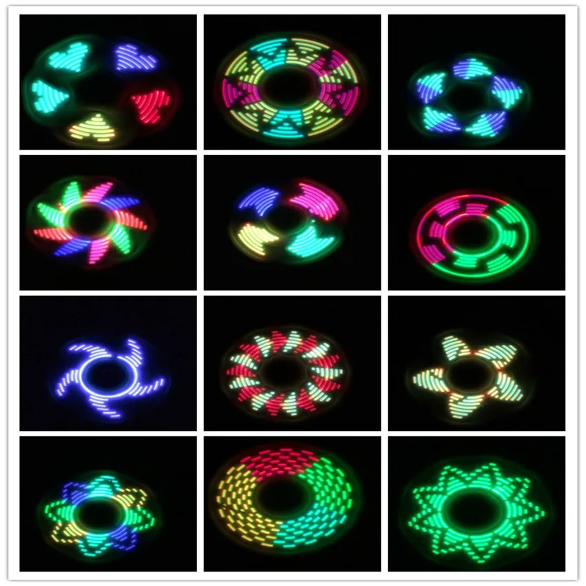 

1 pc LED Creative Shiny Metal Fidget Spinner With Graphic Patterns Led Lights Antistress Light Up Finger Flgit Spinner Toys Gyro