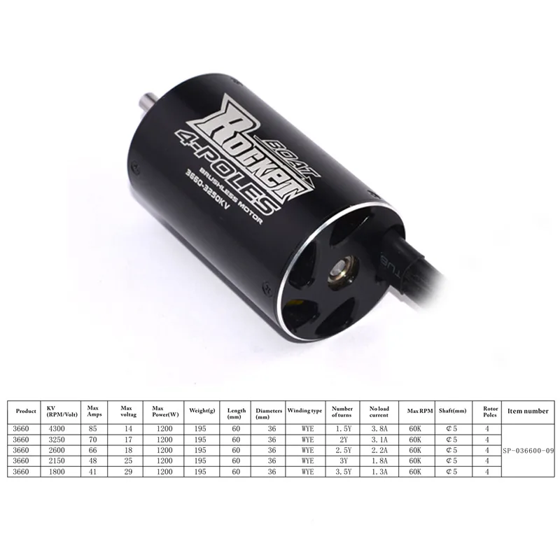 Бесщеточный двигатель Rocket 3660 с 4 полюсами 3250KV 2600KV для RC 1/8 1/10 грузовиков