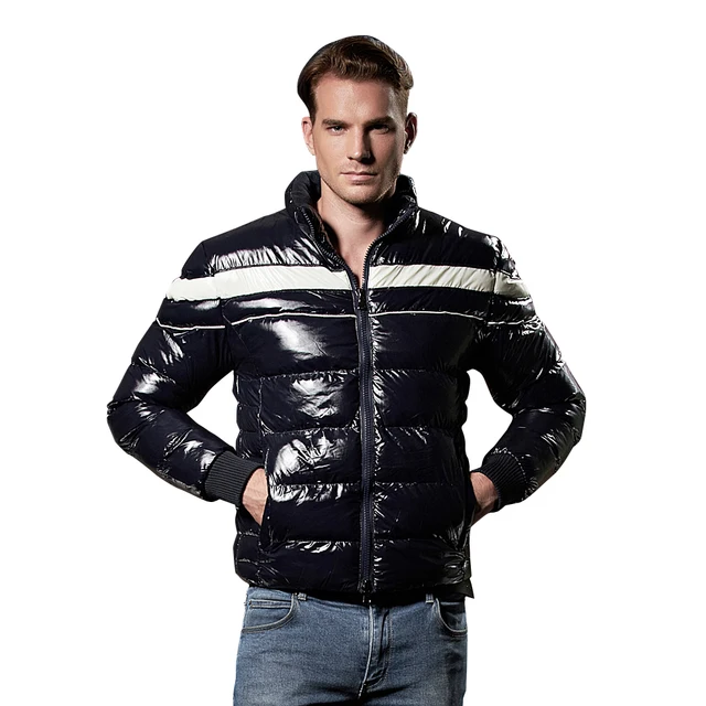 2016 COUTUDI Shiny Down Jacket Coats Navy Short Nylon Jacket Parkas Loose Warm Cheap Men Winter