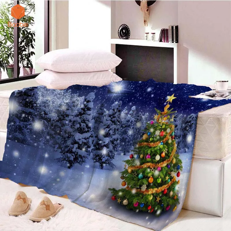 3D Christmas tree Blanket For Kids gift Snow Super Soft Nap blanket