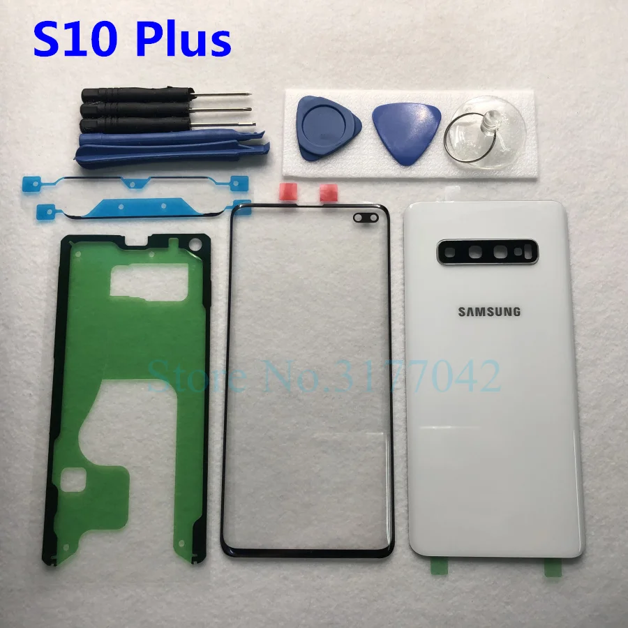 Для samsung Galaxy S10 Plus S10+ S10e G9750 G970 Передняя Сенсорная панель внешняя линза+ задняя крышка аккумулятора Задняя стеклянная крышка корпуса