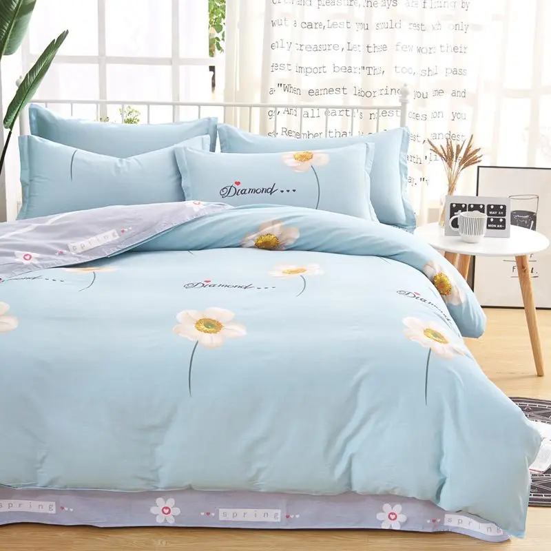 

4pcs bedding set floral printed cotton double bed sheets duvet cover pillowcases sets for adult girls room comfortable linens