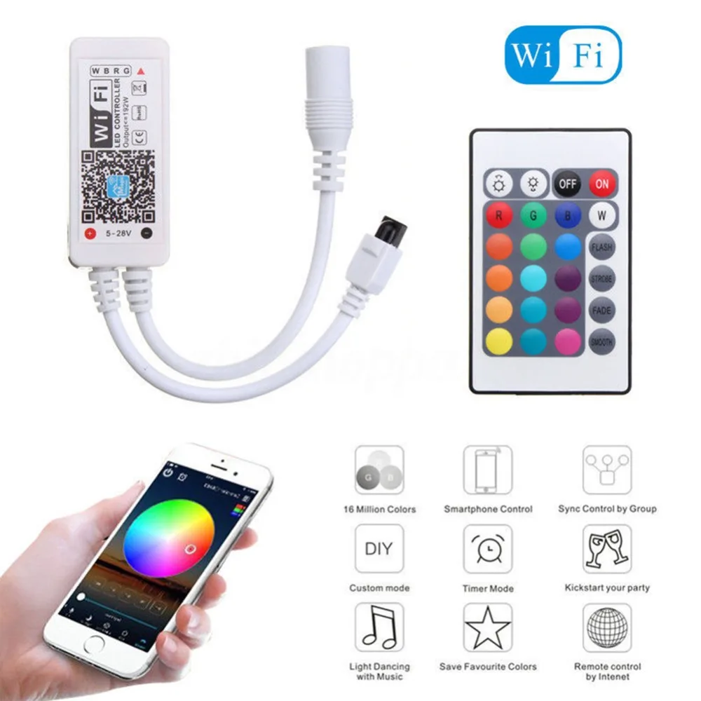 Лидер продаж мини Wi светодио дный-Fi RGB LED/RGBW полосы контроллер музыкальный контроллер Amazon Google домашний телефон Wi-Fi контроллер для полосы