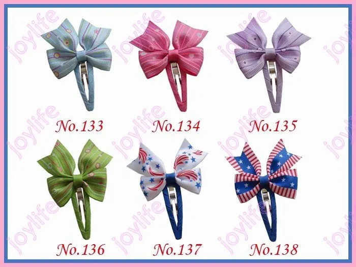 

free shipping 300ps mix color 2.75'' new fashion Boutique hair bows with snap clips hair clips hair accessories