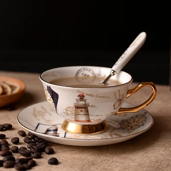 

Ritzy British Style Afternoon Tea Coffee Cup & Saucer Sets England Cafe Tazas Copo Xicara Bone China Teacup Bekers Koffie Kopjes