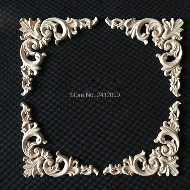 4 Piezas Apliques Unids De Madera Natural Flores Irregulares 4 Piezas Apliques Unids De Madera Natural Flores Irregulares Calcomanías Para Tallar Molduras Decorativas