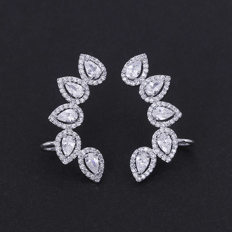 Джейн Келли Мода 2 цвета опция струи белый проложить кубического циркония каплевидные серьги