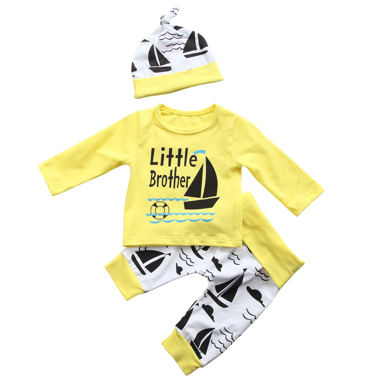 

Casual Letter Summer Cotton Newborn Infant Baby Boy Outfit Short Sleeve Jumpsuit Bodysuit+Pants+Hat Clothes Set