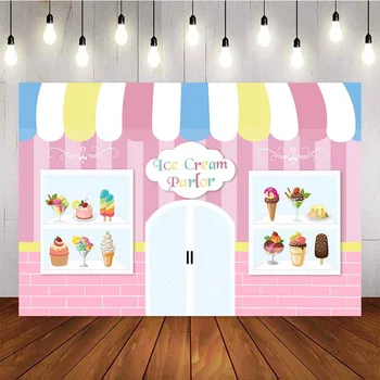 

photography backdrop summer pink ice cream cupcake parlor theme child's party background photobooth photocall photo studio prop