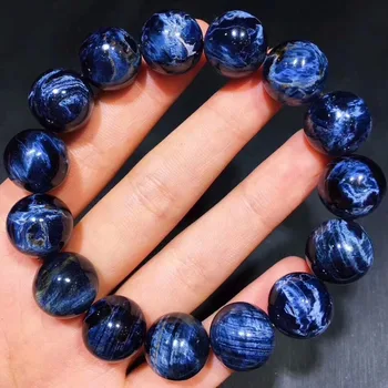

Genuine Natural Blue Pietersite Namibia Round Beads Bracelet 14mm Powerful Stretch Crystal Bracelet For Women Men AAAA