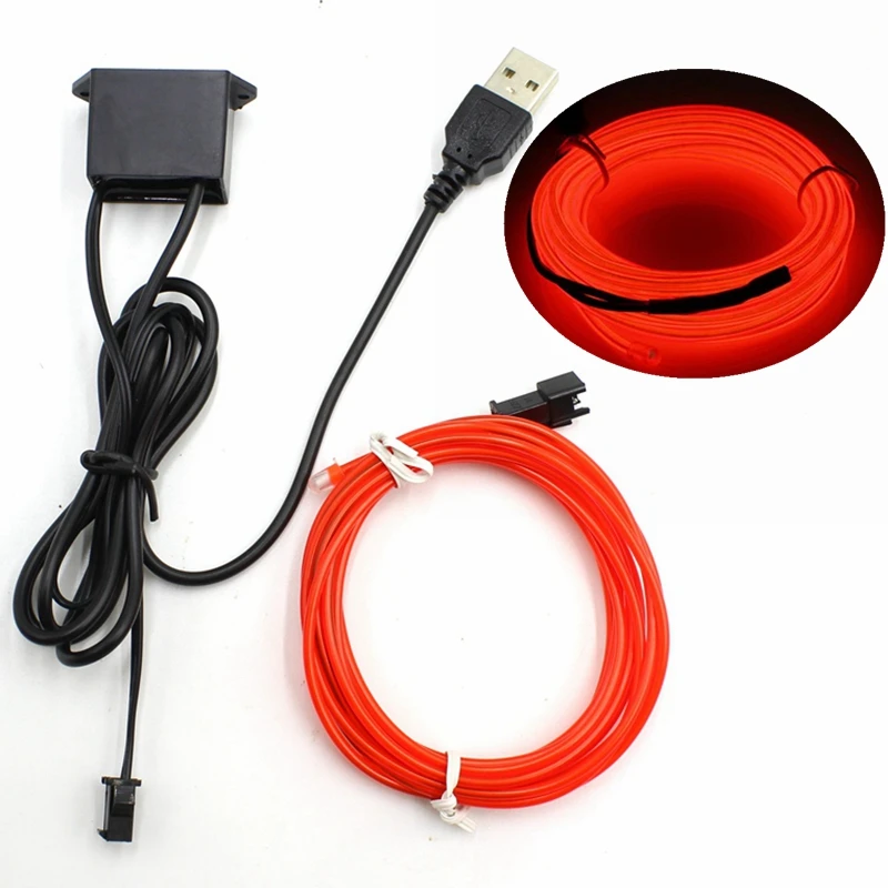 

1/2/3/5/10M EL Wire With 5V USB Controller Neon Light LED String Light Lamp Flexible Twinkle Glow Rope Tube Wire LED Strip
