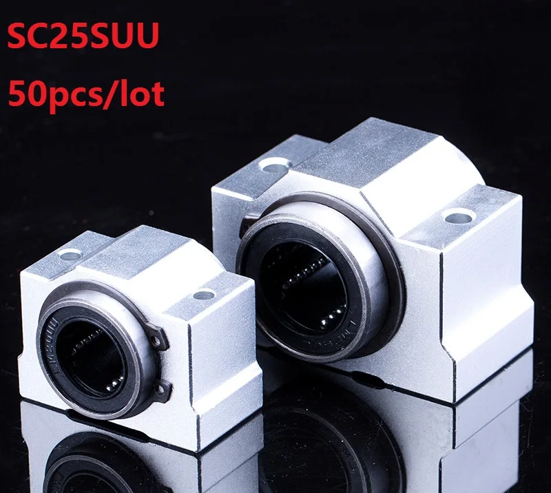 

50pcs/lot SC25SUU SCV25UU 25mm linear case unit linear guide shaft linear block bearing blocks for CNC router 3D printer parts