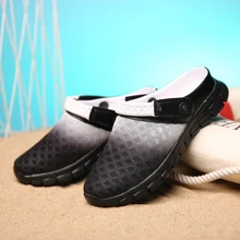 Летние Для мужчин домашние сапожки без застежек; женские нескользящие тапочки из натуральной кожи Для мужчин пляжная обувь, сандалии двойного назначения легкие тапочки сетчатая обувь для него и для нее; Zapatillas