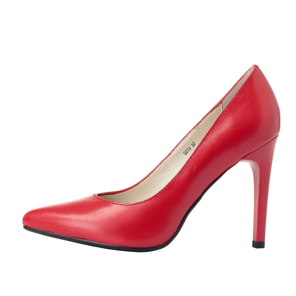 POPULAR FASHION 2018 Women Shoes Pointed Toe Pumps Sexy Red Genuine Leather High Heels Party Wedding Dress Shoes Feminino Women's Shoes
