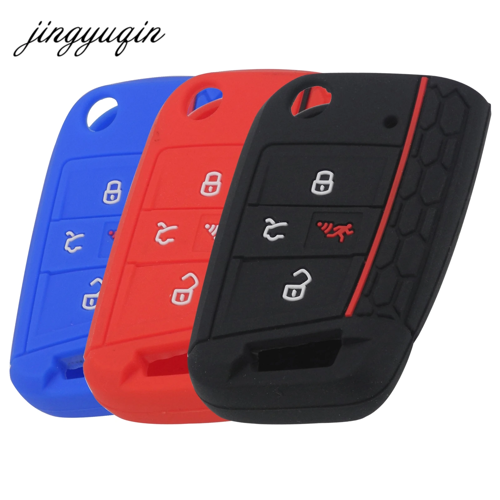 

jingyuqin Silicone Flip key fob Cover Skin for VW 2016 2017 Golf 7 ALLTRACK MK7 for Skoda Octavia A7 SEAT Remote 4 button Case