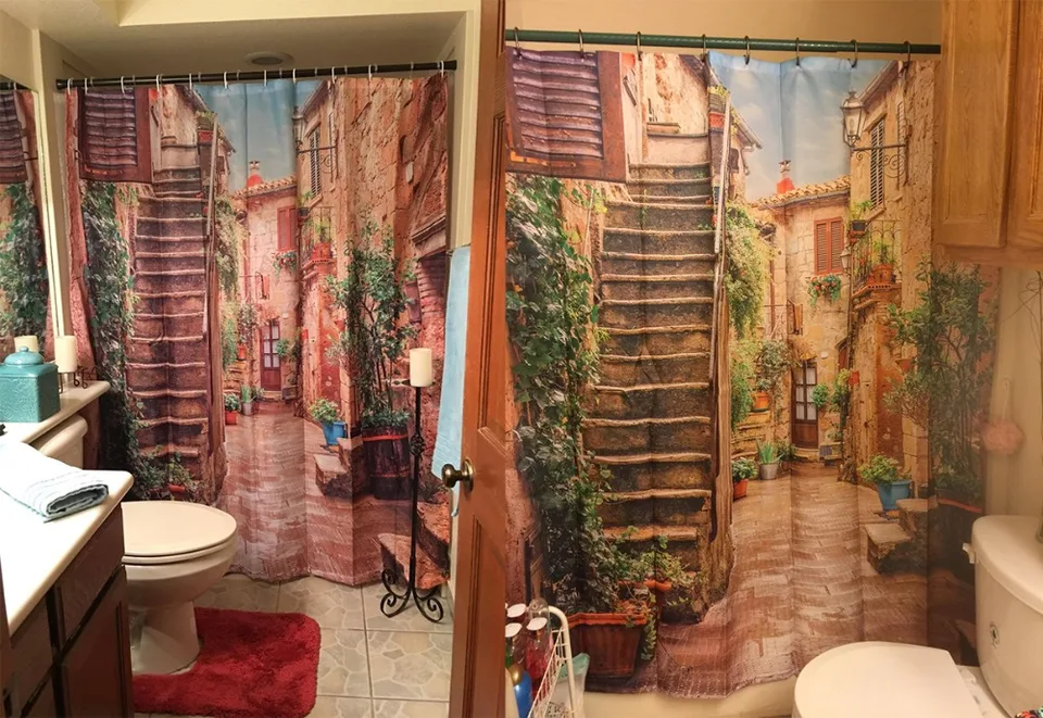 Tuscany Decor Shower Curtain Landscape Italian Culture Old