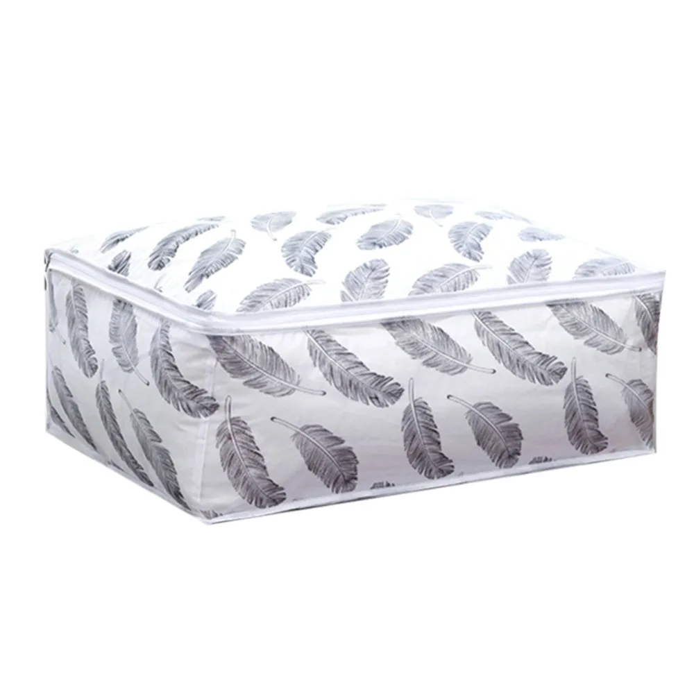 

Organizer Clothes Storage Bag Quilt Pillow Blanket Bag Feather Print Waterproof Home Clothes Storage Bag Dampproof Sorting Bag