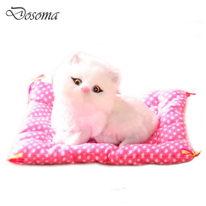 

Children Kawaii Simulation Cat with Sound Plush Toys Cushion Lying Kittens Stuffed Doll Crafts Home Decoration Animal Model Toys