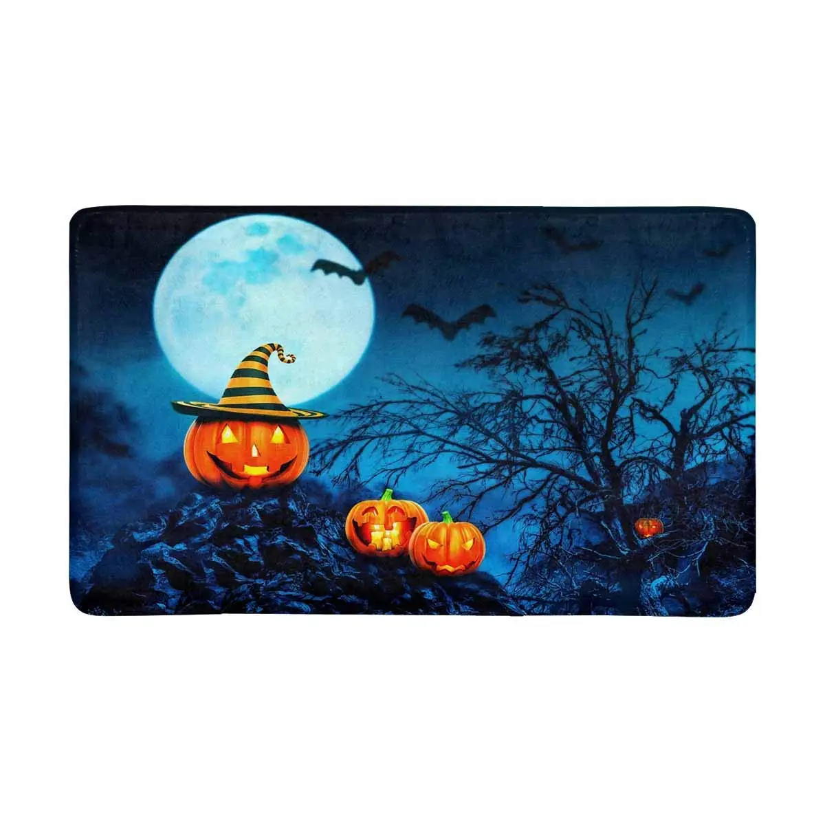 Hellowen Pumpkins со свечами в ночное время коврик с изображением леса для внутреннего