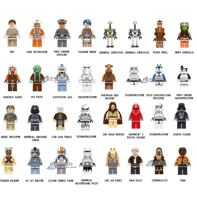 

8pcs/lot Movie Snowtrooper Pilot Jar jar Binks Han Solo Jedi War MasterBuilding Blocks Kid
