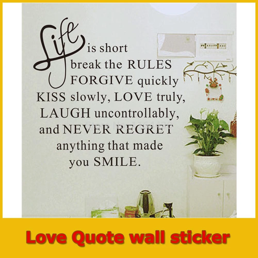 La Vie Est Courte Citation D Amour Devise Dictum Vinyle Decal Pvc Amovible Wall Sticker Decor Temoin Votre Croissance Pour Chambre Surface Chambres Aliexpress