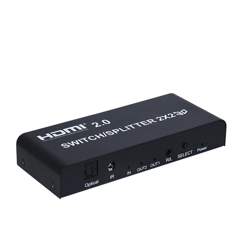 2x2 HDMI 2,0 коммутатор, переключатель 4K@ 60Hz YUV 4:4:4 оптический SPDIF+ 3,5 мм jack аудио экстрактор с ИК-пультом дистанционного управления