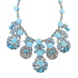 Мода большой бренд кулон Роза Цепочки и ожерелья для Для женщин чешские ювелирные изделия кристалл капли воды цветок Цепочки и ожерелья