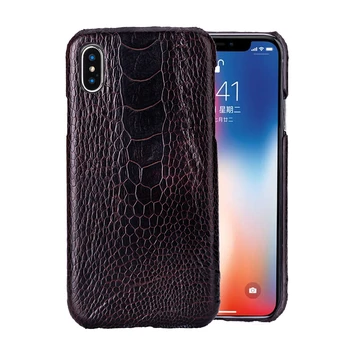 

iphoneX case iphone7 8 plus XR XS max 6 6s water proof Ostrich Foot Skin case Leather Half-wrapped black brown camel