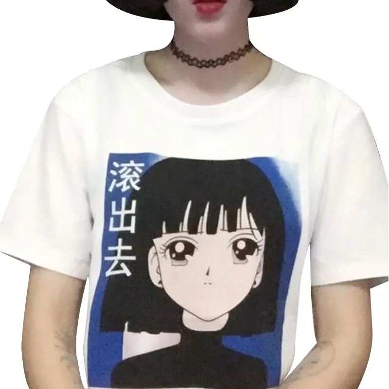 Мультфильм Harajuku футболка Для женщин хлопок 2017 футболки Повседневное свободные