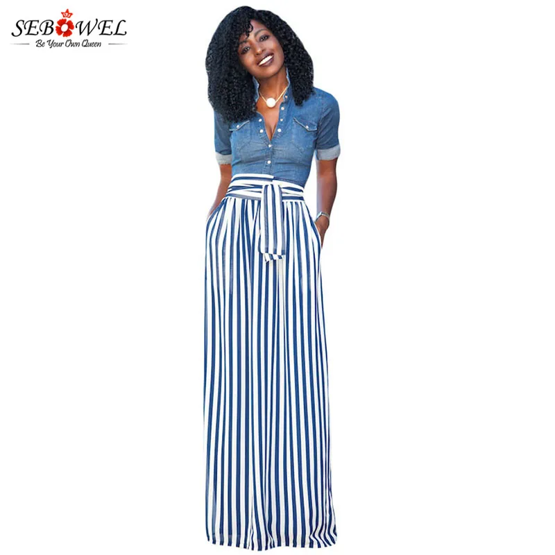 Light-Blue-Striped-Maxi-Skirt-LC65037-4-2