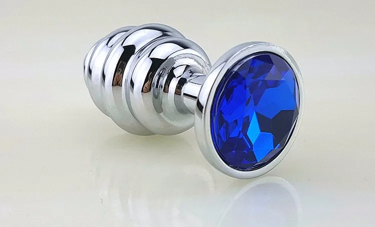 New Metal Anal Plug 7 Colors Butt Plugs Toys Sex Toys for Women Stainless Steel+Crystal Jewelry Sex Products, Spiral Anal Beads 5