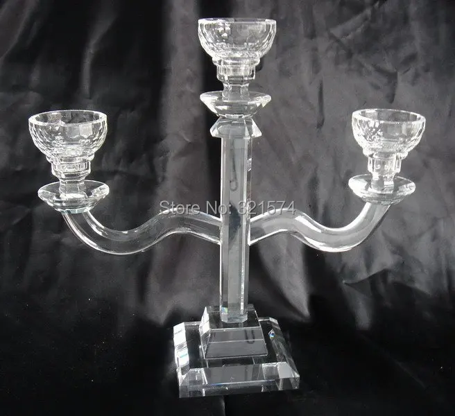 Crystal Block Candle Holder 3 Candles Candlestick Candelabras Wedding