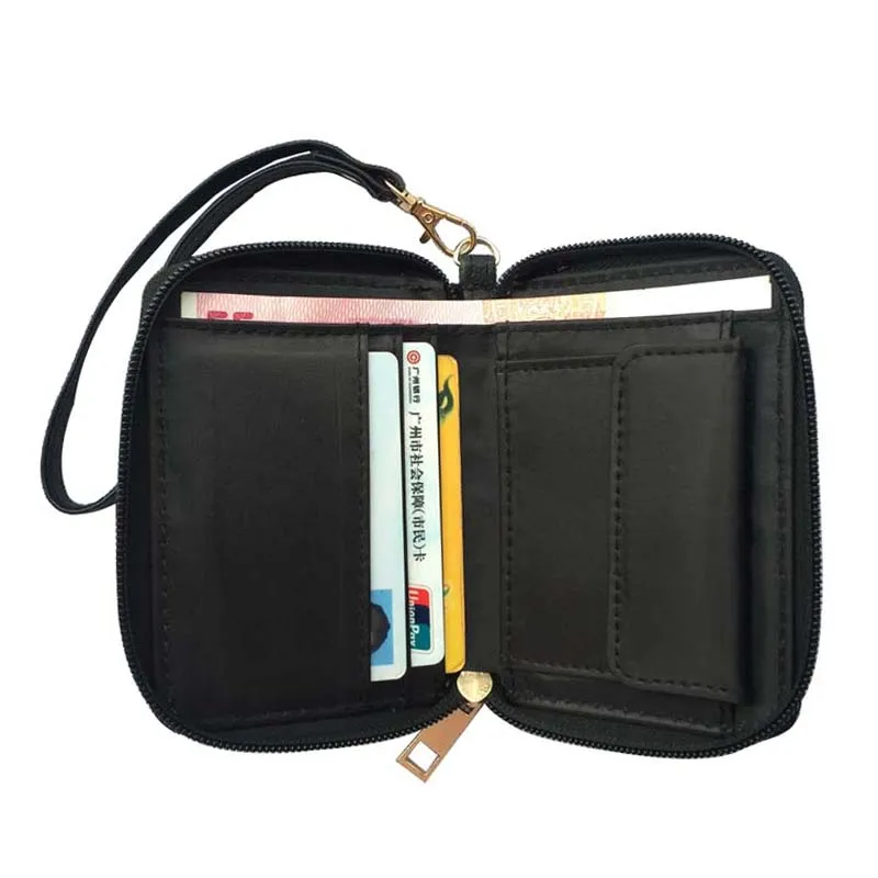 New-Arrival-Solid-Black-PU-Leather-Women-Short-Wallet-Female-Zipper-Purse-Large-Capacity-Card-Holder