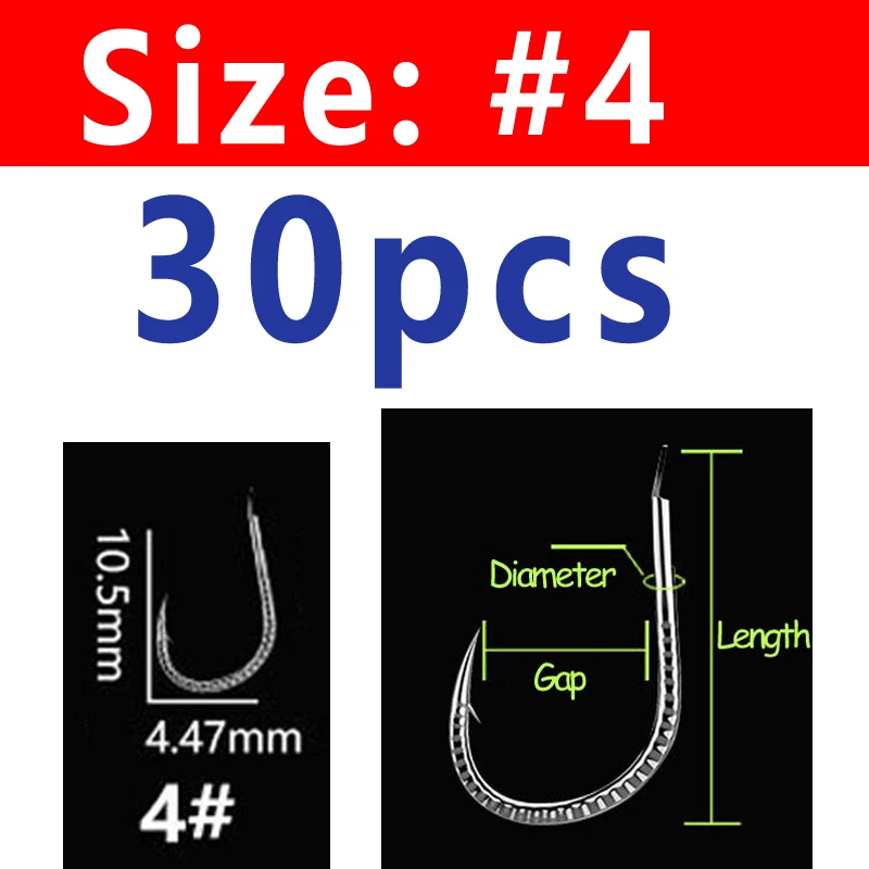 Wifreo 30PCS Silver Color Strong Carp Fishing Hook Barbed Dragon Scale Fish Hook Size 1~ Size 13 Herring Grass Carp Hooks - Цвет: Size 4 30pcs