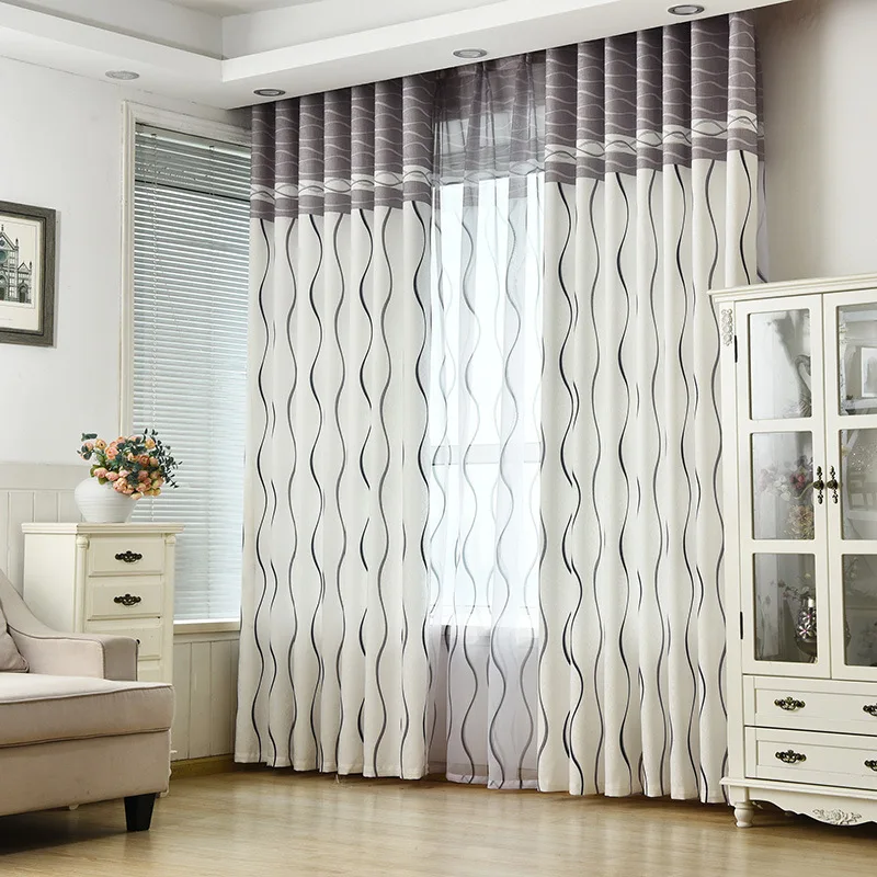 

New white modern printing striped black-out curtains for kitchen children bedroom living room special customizable curtain