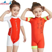 DiveSail/детский слитный купальник для девочек; купальный костюм для серфинга; одежда для купания с УФ-защитой для От 5 до 9 лет