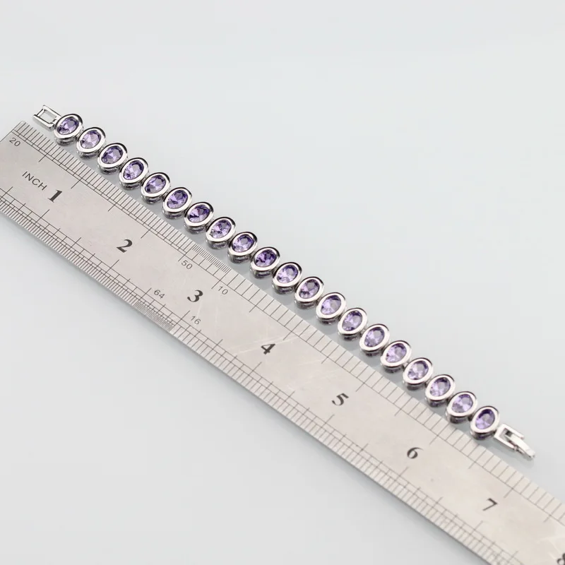 Привлекательный Фиолетовый циркониевый 925 пробы серебряный браслет здоровье модные ювелирные изделия для женщин шкатулка для ювелирных изделий SL70