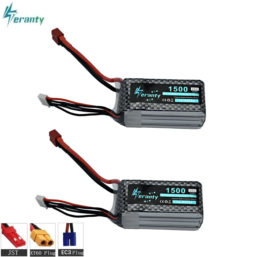 

14.8v 1500mAh 35C LiPo Battery with T/XT60/JST/EC3 Plug 11.1 v 4S Rechargeable Lipo Battery For RC Car Airplane Helicopter 2pcs