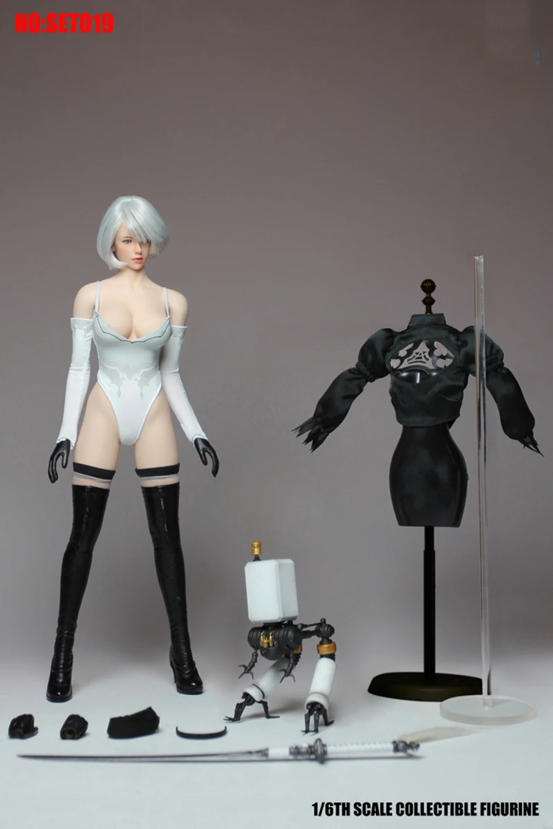 Сексуальная игра PS4 1/6 NieR Automata 2B Йорга № 2 Тип B Девушка с головой лепить и Одежда наборы аксессуаров для 12 ''бледная фигура тела