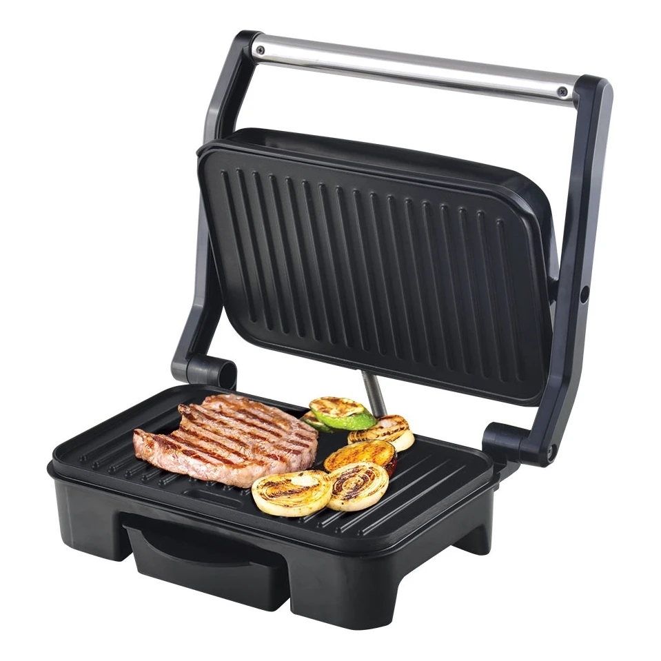 Гриль-пресс Endever Grillmaster 210 (Мощность 2100 Вт, терморегулятор (100-220 град), внутреннее антипригарное покрытие, световой индикатор нагрева и готовности к работе)